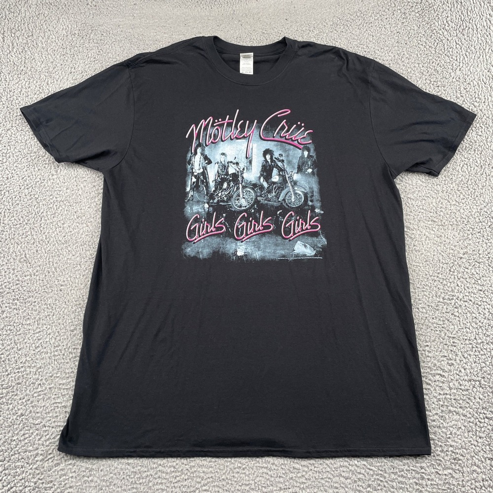 Motley Crue Girls Girls Girls Band Graphic Tee Gildan T-Shirt Mens 2XL Black